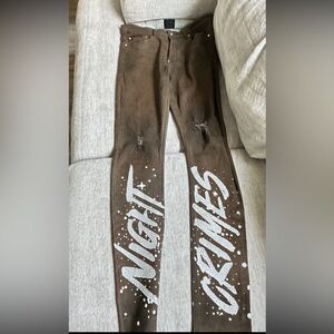 Mackeen Jeans Mens 38 Night Crimes Studded Distressed Button Fly Brown NWT